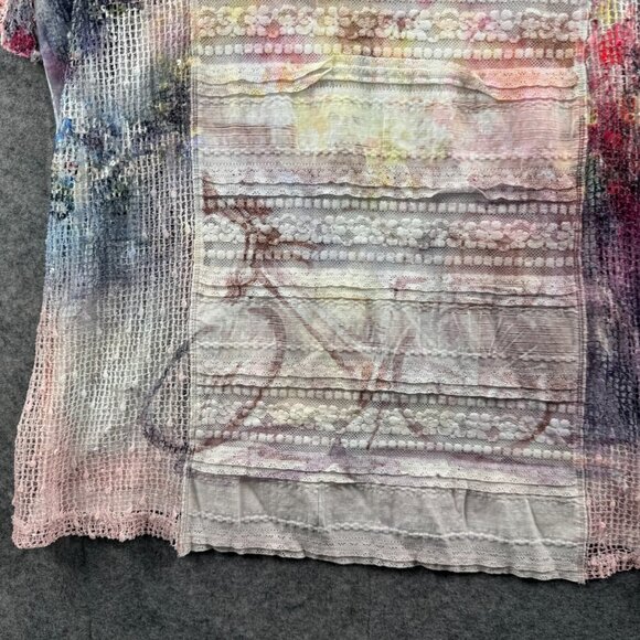 Creation Top Womens XL Rainbow Bicycle Bike AOP Artsy Sheer Open Knit Sequin - Picture 5 of 10